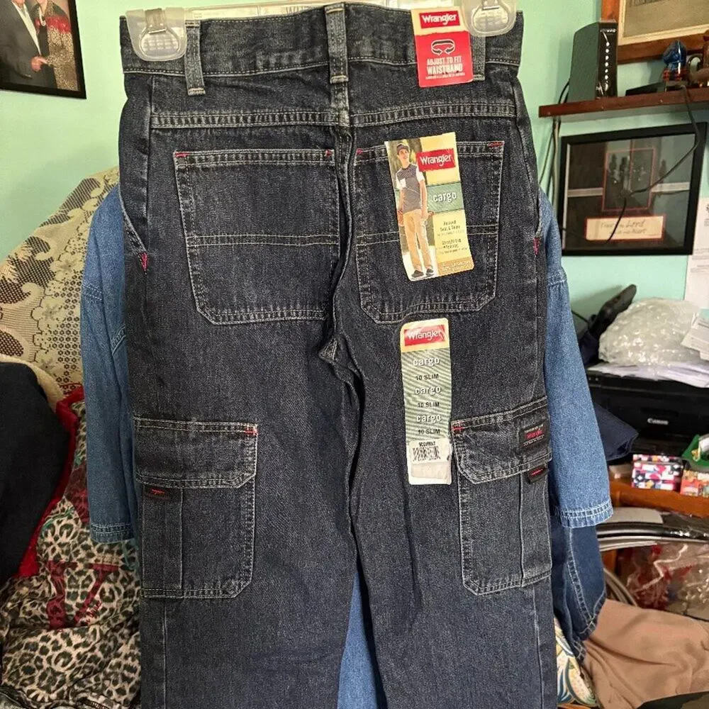Wranglers Cargo Pants Denim Jeans Boys Size 10 Slim NWT NEW
